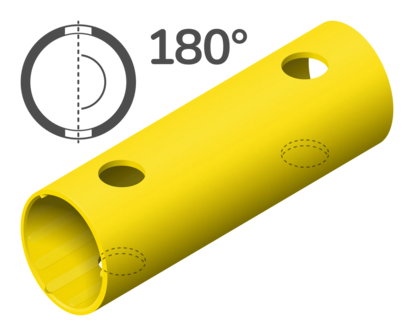 Buis 15 cm 180&deg; (4 schroefgaten) (geel)