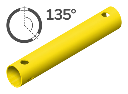 Buis 35 cm 135&deg; (3 schroefgaten) (geel)