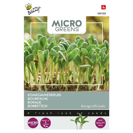 Buzzy® Microgreens, Borage (komkommerkruid)